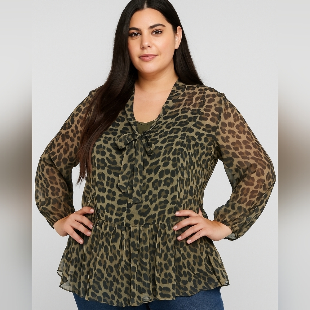 ITALIAN Silk Blend Bow Tie Bouse with Camisole long Slv Sz 14-16